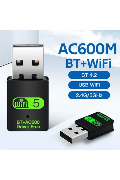 Choice محول USB WiFi Bluetooth 600 ميجابايت في الثانية 2 في 1 دونجل ثنائي النطاق 2.4 جيجا هرتز 5 جيجا هرتز USB WiFi 5 شبكة لاسلكية Wl...