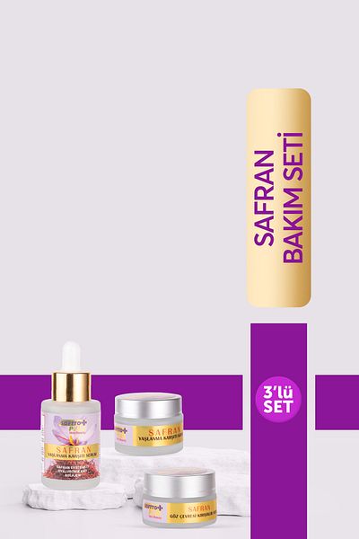 Softto Plus Saffron Colored Ageing Set - Face Cream, Serum and Eye Contour Anti-Wrinkle