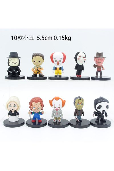 Choice Pack By Bag 01 10pcs/set Horror Movie Characters V For Vendetta Chucky Freddy Jason Scary Saw Pvc Ac