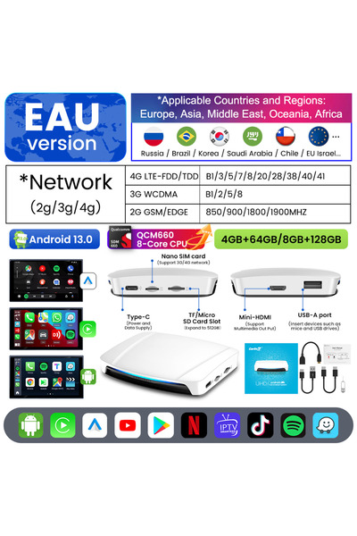 Choice Carlinkit UHD Android 13 Tv Box Qualcomm SM6225 8 Core CarPlay Android...