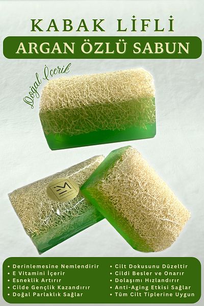 EM AMANOS BEAUTY Natural Pumpkin Fiber Argan Extract Soap Anti-Aging Effect Nourishes and Repairs Skin Gives Youth