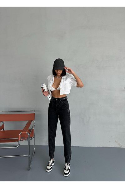 Zeo Basic Fume Jean - Front Pleated Baloon Fit Baska Pants