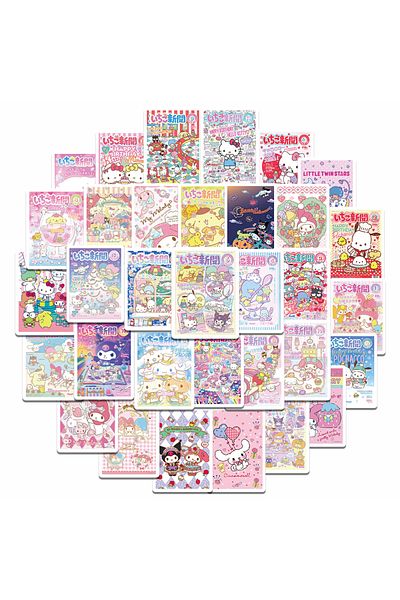 Choice 65Pcs Sanrio Sealing Labels Stickers Aesthetic Decorative Stationery Laptop Cute Cartoon Hello Ki...