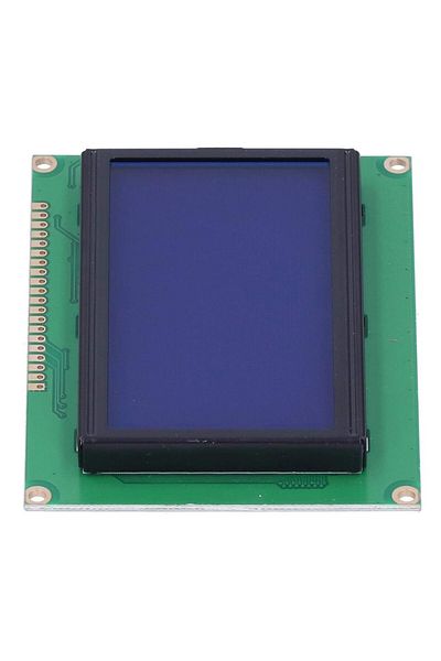 AOKIN شاشة عرض LCD زرقاء 12864 وحدة عرض LCD زرقاء/خضراء بإضاءة خلفية زرقاء/خضراء 5 فولت متوازية متسلسلة
