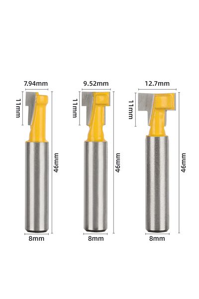 Choice 3 Pcs,8mm Shank Lock Hole Cutter Woodworking Milling Cutter, Wood Picture Frame Hanger T-Type Key...