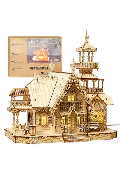 Choice With Usb Light 3d Wooden Puzzle Villa House Royal Castle With Light Assembly Toy Kid Adult Diy Model