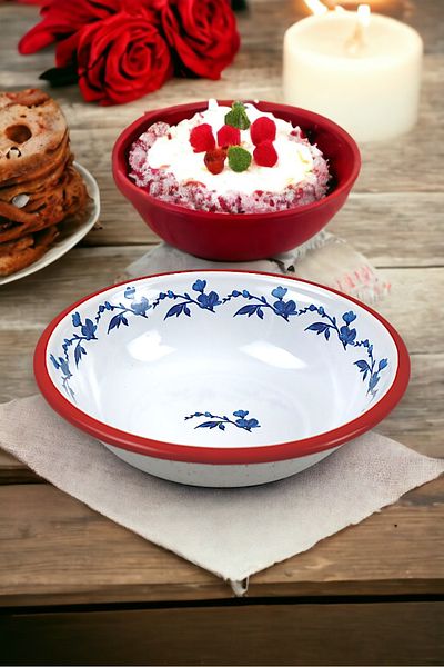 İnci Emaye 20 cm Enameled Bowl Plate, Pit Plate, Salad Plate, Chips Plate
