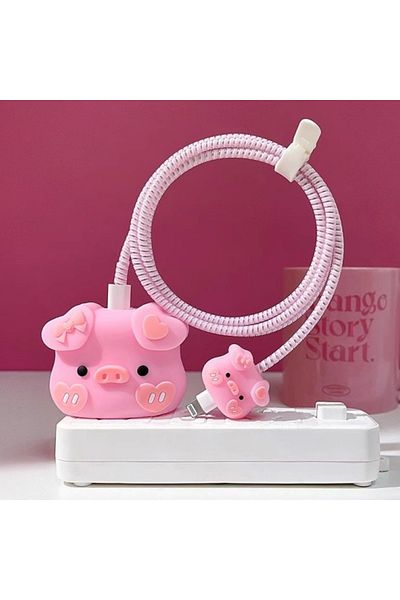 Choice Pink 4pcs/set Cute 3d Cartoon Cable Protector For Iphone / Ipad 18w/20w Charger Case Phone Wire Cord
