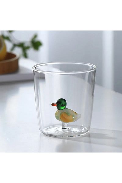 Choice Approximately 300ml F Duck Glass Cup 3d Cartoon Animal Shape Glasses Home Cute Water Coffee Glass Si