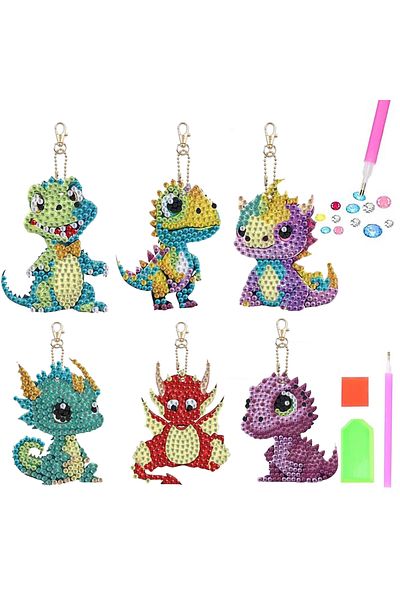 Choice Ysk173 6pcs Diamond Art Set Acrylic Double Sided Diy Full Diamond Small Dinosaur Small Pendant Hand