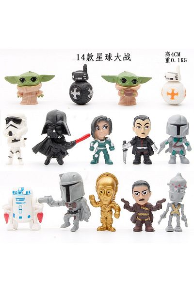 Choice No Box 01 14pcs/set Star Wars Mandalorian Cute 4cm Figure Toys