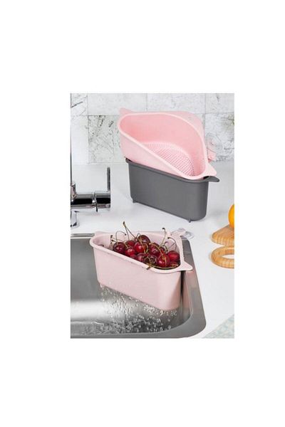 RAMDET Suction Cup Sink Corner Strainer Vegetable Fruit Light Color Fruit Rice Washing Strainer