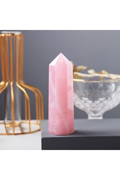 Choice 7-8cm rose quartz Natural Pink Crystal Point Rose Quartz Crystal hexagonal prism ornament magic wand
