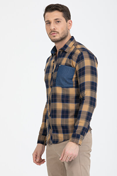 Klothy Ανδρικό καρό βαμβακερό πουκάμισο μονής τσέπης