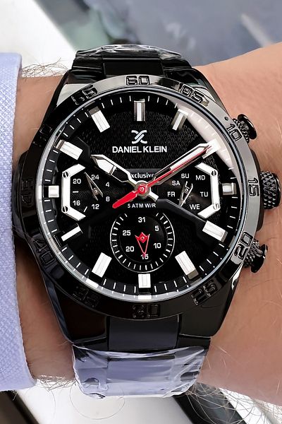 Daniel Klein Exclusive Men's Wristwatch 3 Atm Waterproof Black Color Steel Cord + Bracelet DKE2051C5