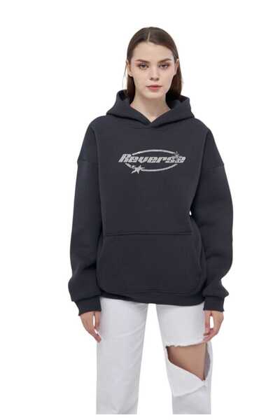 YÜKSEL IŞIK Унісекс-светр з капюшоном Basic - з каменним принтом, 100% бавовна