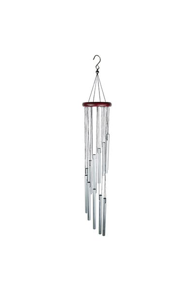 Choice Sliver-red Wood 1piece 12 Tubes Aluminum Alloy Wind Chimes With Hook Gold/silver Bells For Outside H