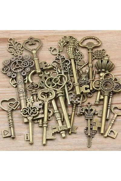 Choice Antiquity Blue 50g/pack Key Charms Bracelets Necklace Craft Metal Pendant For Jewelry Making Diy Sup