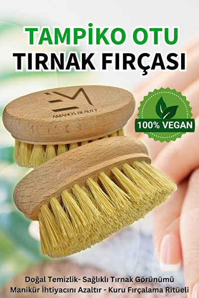 %100 Vegan Tampiko Otu Tırnak Fırçası Doğal Temizlik Sağlıklı Tırnak Görünümü Kuru Fırçalama Ritüeli