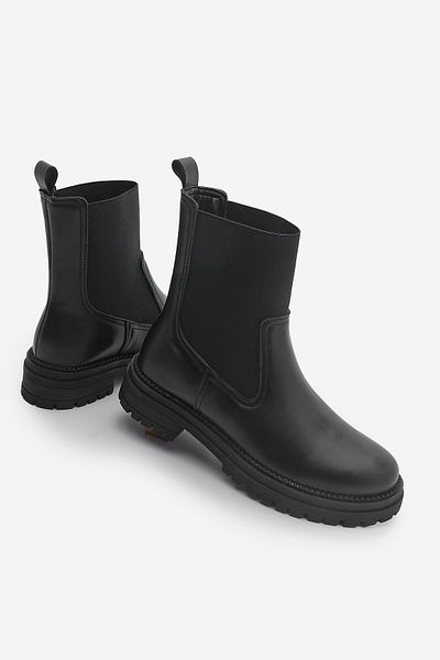Marjin Black Chelsea Elastic Casual Women's Boots - Marges