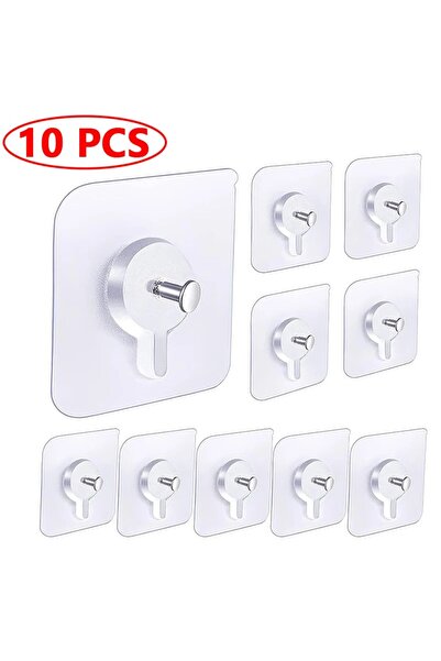 Choice 10 قطع 10 قطع مسامير ذاتية اللصق خطاف حائط ملصق شفاف مسامير خطاف حائط لإطار الصورة ماء
