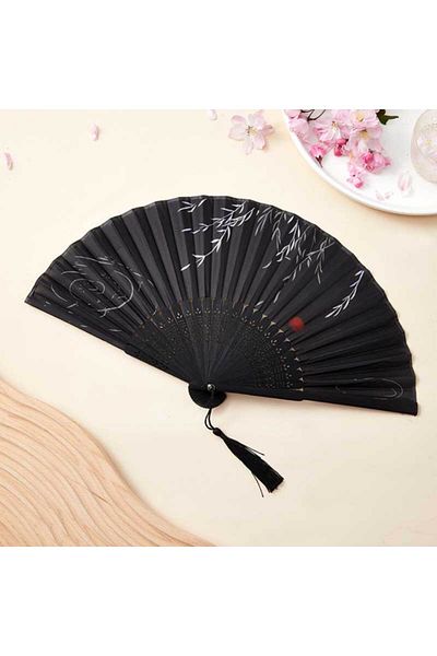 Choice Black Diy Folding Fan Bamboo Fan, Handmade Painting Folding Fan, Wedding Gift, Chinese Style, Studen