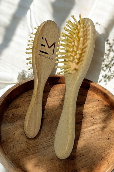 EM AMANOS BEAUTY Baby and Children's Bamboo Tip Beech Comb - Natural Touch Offers Delicate Care Special Series Production