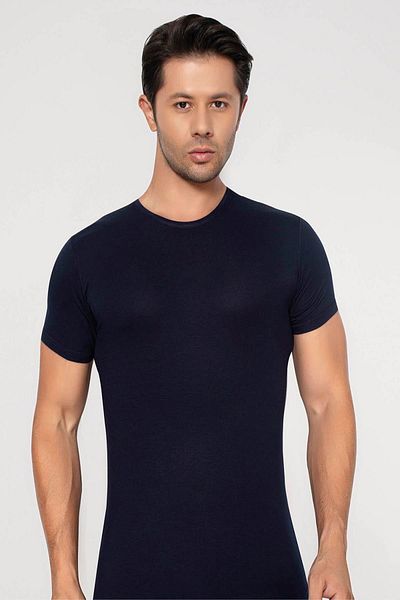 Arma Yıldız Ανδρικό μπλουζάκι Navy Blue Bamboo - Crew Neck