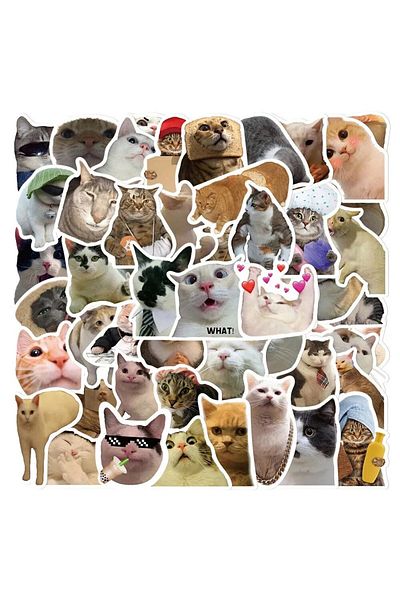 Choice Et231227 50pcs/bag,fun Cat Stickers,petwaterproof, Be Suitable For Suitcase Skateboard Diy Luggage L