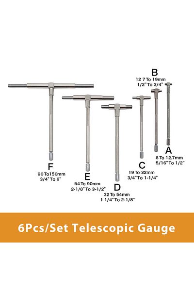 Choice 4/6Pcs Set Telescopic Gauge Set Micrometer Measurement Bore Engineers Kit 8-150mm Hardened Tool S...