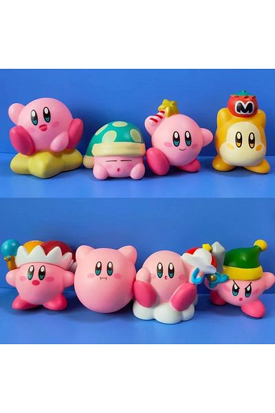 Choice B-8pcs 8pcs/set Games Star Kirby Anime Figure Cute Cartoon Pink Kirby Mini Figure Decorative Collec