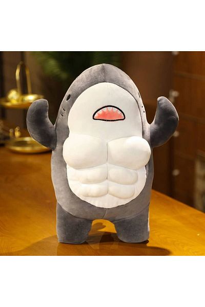 Choice Gray About 40cm 40cm Muscle Shark Plush Doll Cute Worked Out Shark Stuffed Cartoon Toys Strong Anima