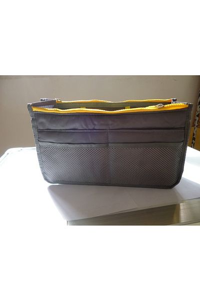 Choice Grey Women Cosmetic Organizer Bag Nylon Travel Insert Organizer Handbag Foldable Large Capacity Inse