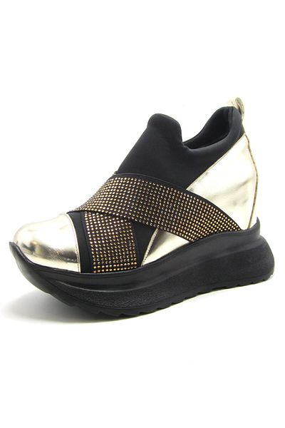 Erkan Saçmacı Lopez Exclusive din piele lacuita aurie Stretch Stone Pantofi casual cu umplutura ascunsa