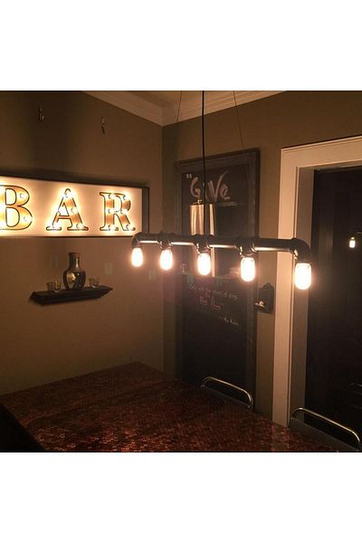 NAKRES 5 Head Pendant Retro Iron Tube Ceiling Lamp, Industrial Rustic Ceiling Chandelier Billiard Lamp Ye