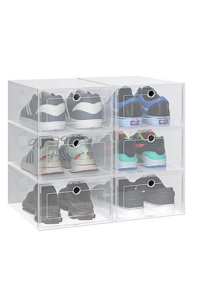 Choice 6pcs/set Transparent Plastic Shoes Case Thickened Drawer Case Plastic Shoe Boxes Stackable Box Sh...