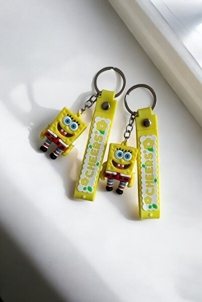 JAMELYACCESSORY Sünger Bob Anahtarlık,3D Hediye Anahtarlık,Sevgili Çift Anaht...