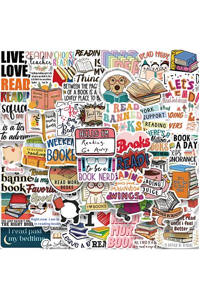 Choice 50pcs 50pcsbook Reading Stickers For Notebook Diary Motorcycle Skateboard Computer Decal Cartoon Lug