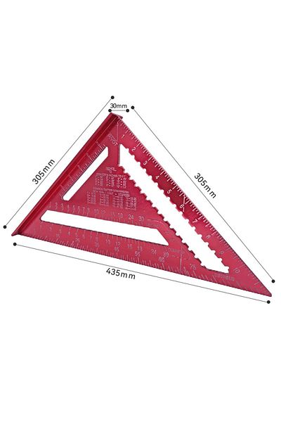 DUTRIEUX Red 12 Inch Woodworking Aluminum Alloy Triangle Gauges Measuring Gauging Tools High Precision Marker