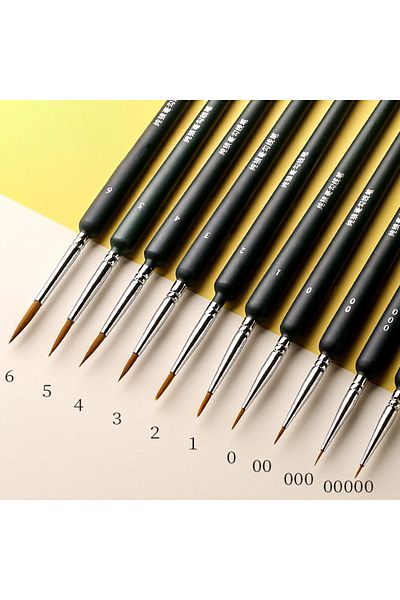 Choice Black (10 PCS SET) Weasel Hair Hook Line Pen Drawing Oil Gouache Watercolor Acrylic Paint Brush Set