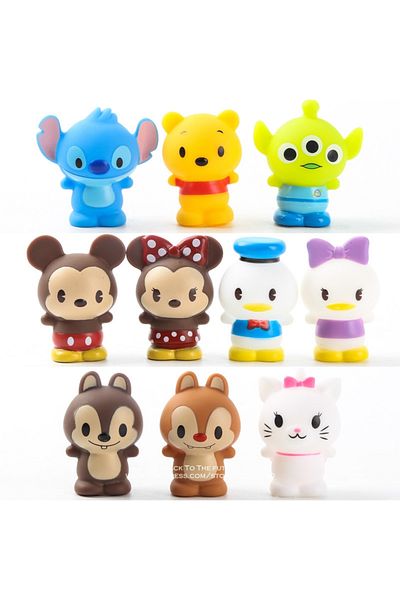 Choice White Disney Mickey Mouse Stitch Winnie The Pooh 10pcs/set 4.5cm Action Figure Posture Anime Decorat