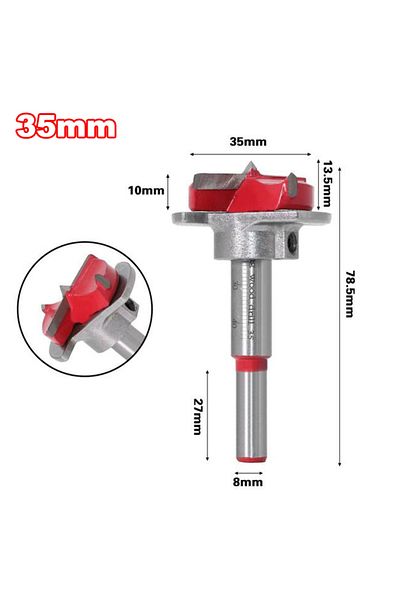 JUSTINLAU 35mm Forstner Drill Bit Diameter 35mm Carbide Hinge Hole Drill Bit Flat Wing Drill Hinge Reamer Adju