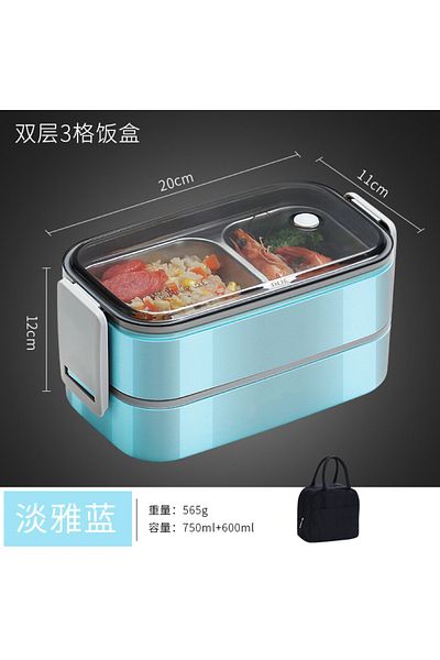 Choice Blue Thermos Bag 304 Stainless Steel Lunch Box For Adults Kids School Office 1/2 Layers Microwavabl