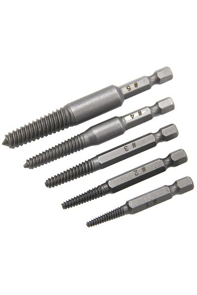 Choice Gray 5pc Hexagonal Shank Broken Head Screw Extractor Screw Broken Head Screwdriver For Taking Out El