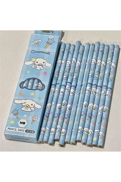 Choice 12pcs Cinnamoroll 12pcs/box Sanrio Cinnamoroll Kuromi Pencil Kitty Melody Hb Black Write Draw Pencil