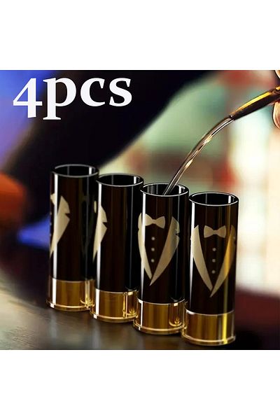Choice 4pcs Tuxedo Cups 4pcs/set Plastic 1.2x3.6inch 12 Gauge Glasses Groomsmen Gifts Glasses Tuxedo,gift S
