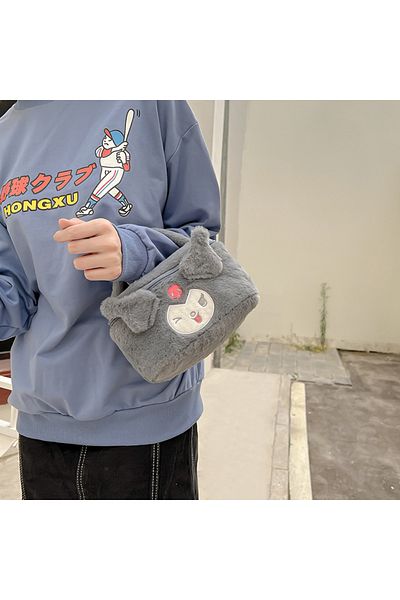 Choice 3 New Kawaii Sanrio Kuromi Mymelody Kirby Cartoon Anime Plush Bag Cute Handbag Cosmetics Bag Sundri.