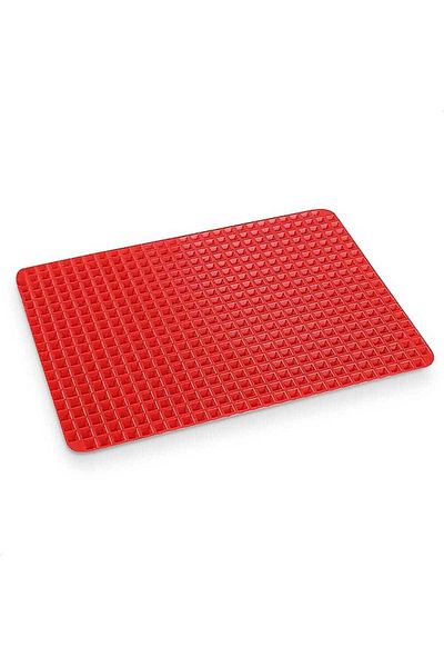 Choice Red Non-stick Silicone Pyramid Cooking Mat Baking Mat With Grid Versatile Oven Bbq Cooking Mat Heat-