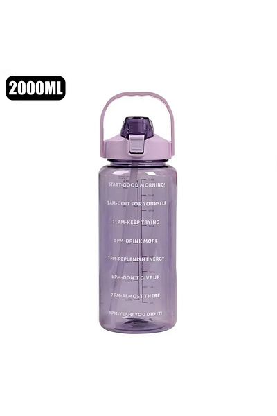 Choice 2l Purple Water Bottle 2 Liter Stay Hydrated Motivated Leakproof Plastic Sport Bottle Reminder Times