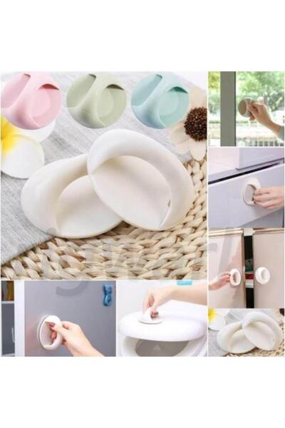 RAMDET 2 Adet Yapışkanlı Sürgü Çok Fonksiyonel Kulp Mobilya Çekmece Kulpu Klozet Kaldırma Aparatı Çekmece D